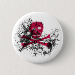 Botón rosado del cráneo del Grunge