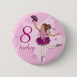 Botón rosado del cumpleaños del chica de la