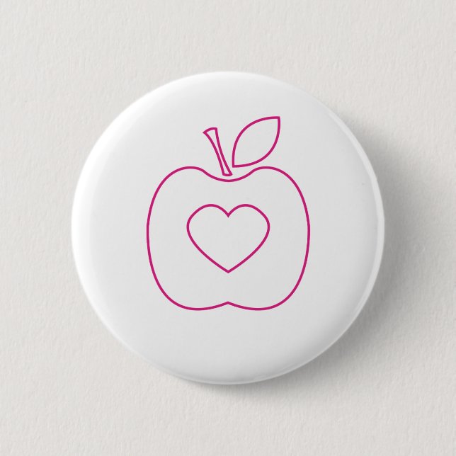 Botón rosado del esquema de Apple de amor (Anverso)