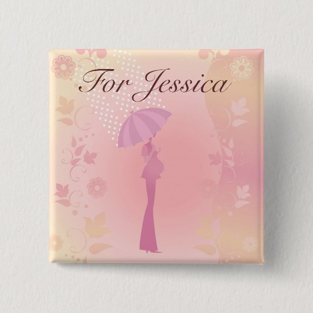 Botón rosado del personalizado de Baby Shower (Anverso)