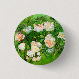 Botón Roses rosados Van Gogh
