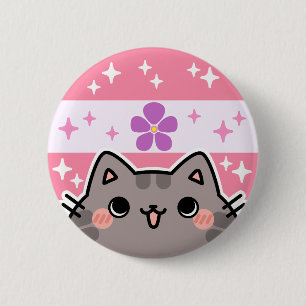 Botón Sapphphic LGBT Pride Flag Cat