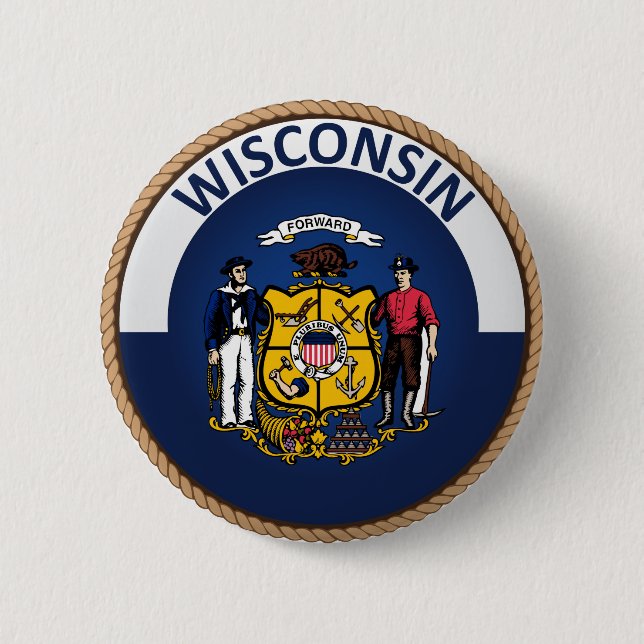 botón Sello de la bandera de Wisconsin (Anverso)