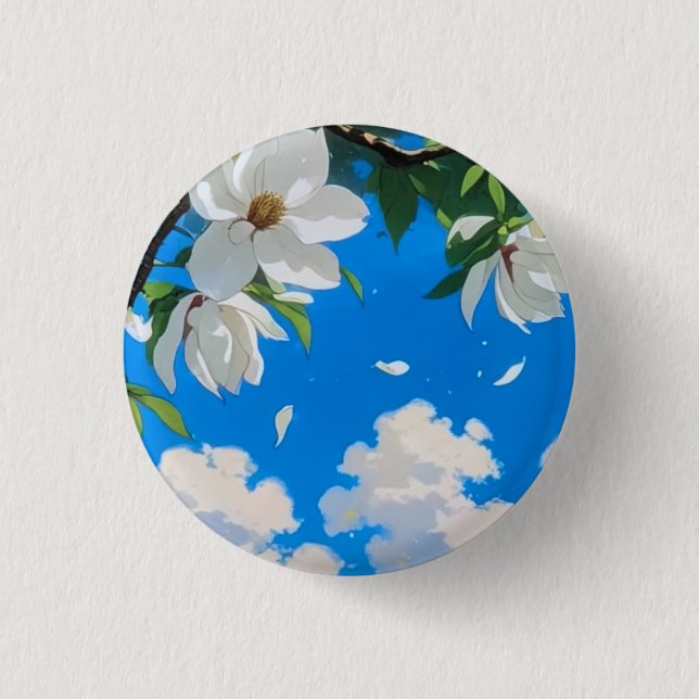 Botón - Serie Floral Magnolia Blanca (Anverso)
