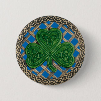 Botón Shamrock and Celtic Knots Blue