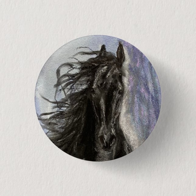 Botón SNOW MAGIC Friesian Horse (Anverso)