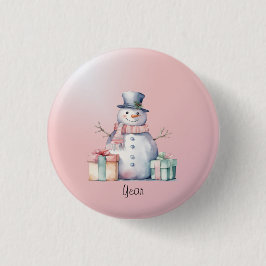 botón Snowman rosa con paquetes