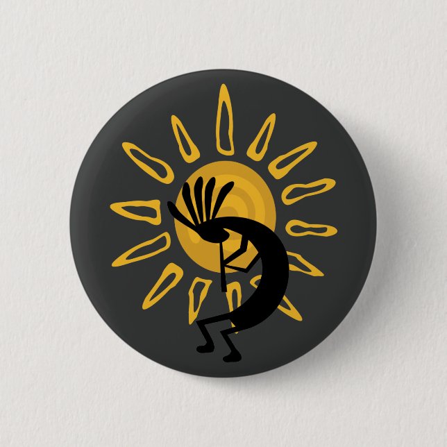 botón Sol de oro del sudoeste de Kokopelli (Anverso)
