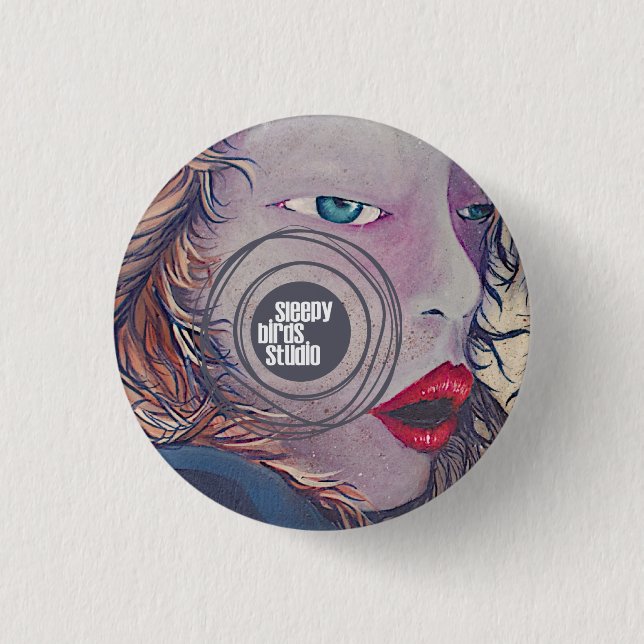 Botón soñoliento 2 del estudio de los pájaros (Anverso)