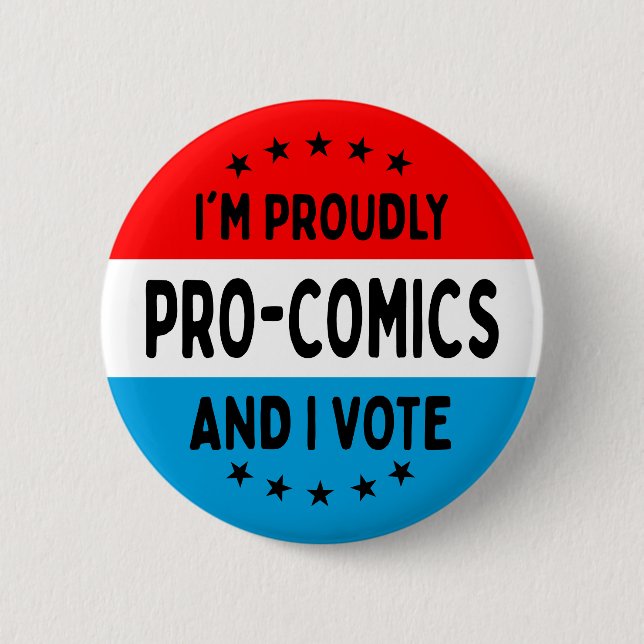 Botón "Soy Pro-Cómics y Voto" (Anverso)