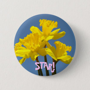 botón STAR! Amarillo Flores Brillantes Narcisos