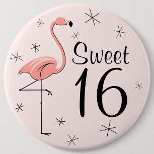 Botón 'Sweet 16' rosa Flamingo