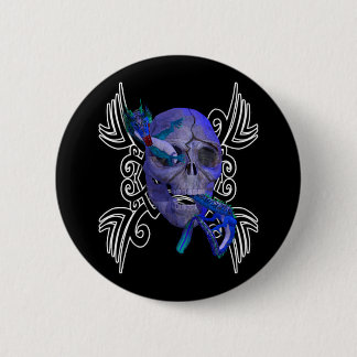 Botón Tatuaje de calavera y dragón
