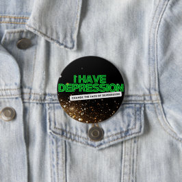 Botón "Tengo depresión" del Purpurina de oro_ Neon