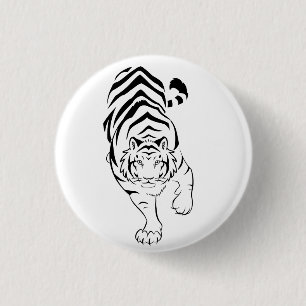Botón tribal de Pinback del tigre