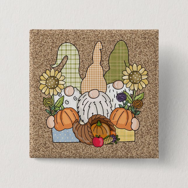 botón Trio Gnomes de Acción de Gracias (Anverso)