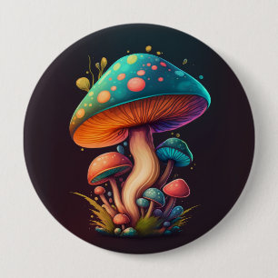 botón Trippy Blue Amanita Muscaria 4"