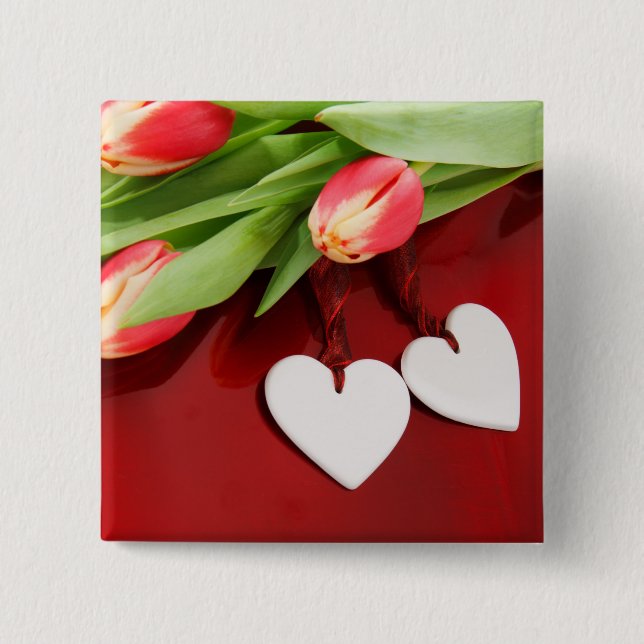 botón Tulipanes y corazones (Anverso)