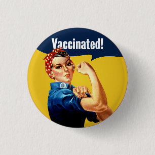 Botón vacunado de Rosie the Riveter VAX