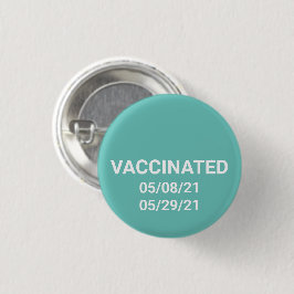 Botón verde azulado del alfiler vacunado con fecha