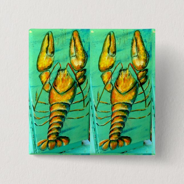 botón verde cuadrado de 2 langostas (Anverso)