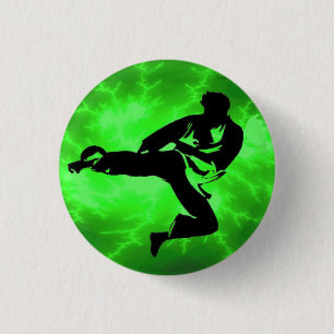 Botón verde del pinback del hombre del relámpago