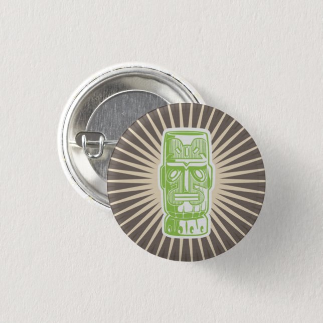 Botón Verde Hombre Tiki (Anverso y reverso)