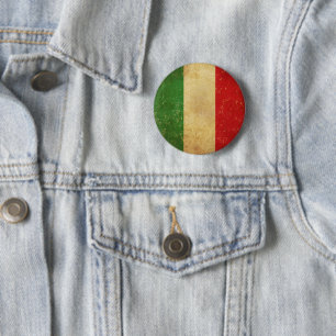 Botón vintage con la bandera italiana con grunge