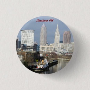 botón Vista del río Cleveland, Ohio