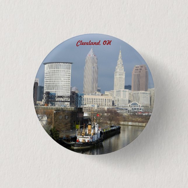 botón Vista del río Cleveland, Ohio (Anverso)