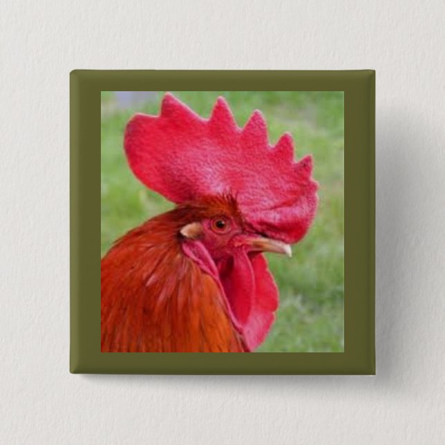 Botón vivo de Coutry del gallo rojo (Anverso)