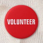 Botón Voluntario - rojo y blanco<br><div class="desc">Botón rosado "Voluntario" rojo y blanco. Usar esta etiqueta para negocios,  escuela,  caridad,  eventos,  etc</div>