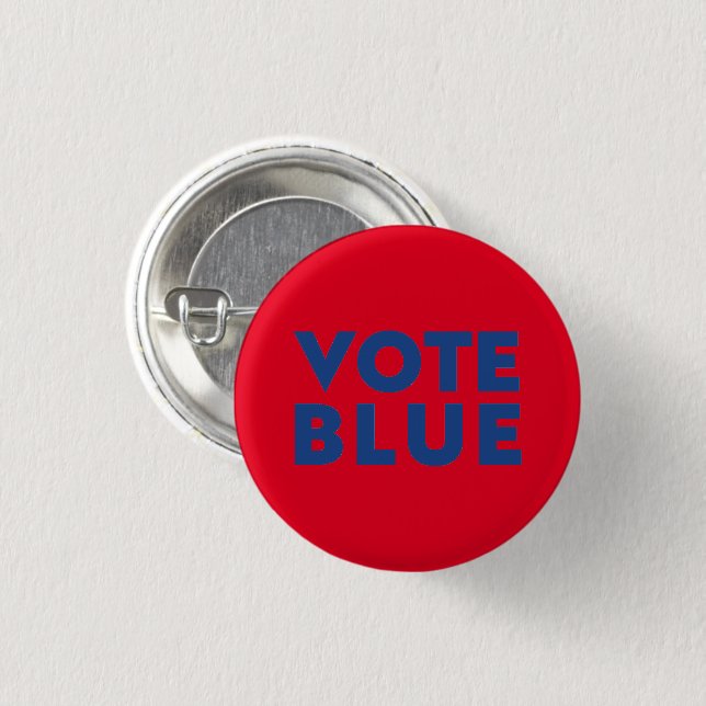 Botón Votar azul, pin azul rojo (Anverso y reverso)