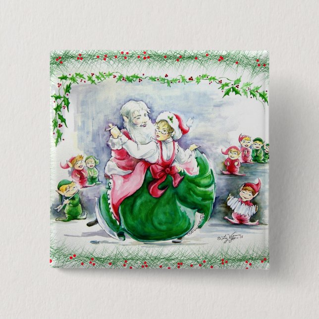 botón Waltzing Santa & Mrs Claus (Anverso)
