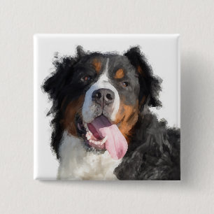 botón Watercolor Bernese Mountain Dog