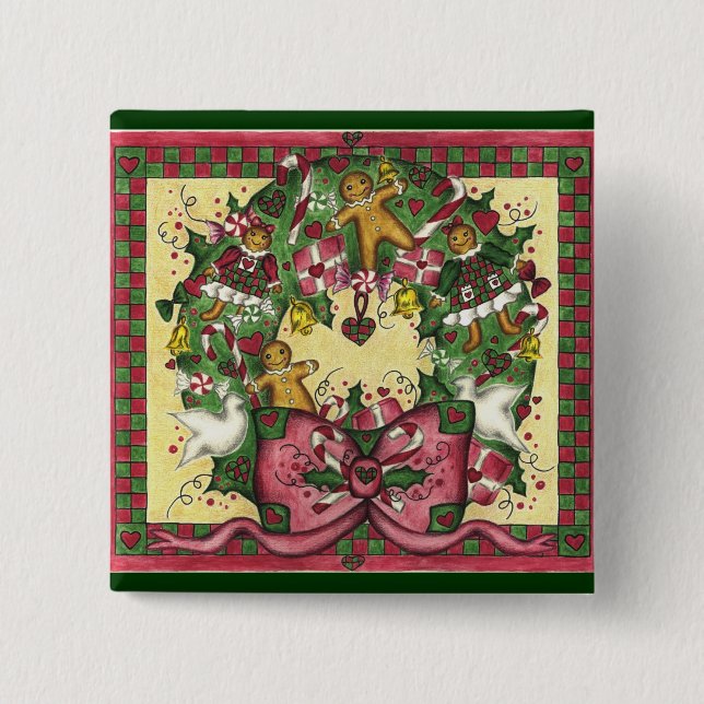 botón Wreath de Gingerbread para navidades (Anverso)