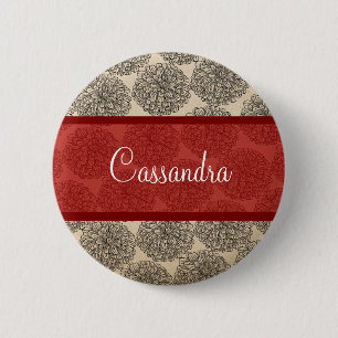 Botón Zinnia de la vendimia roja