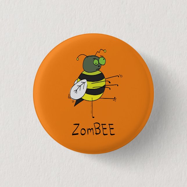 Botón ZomBEE Zombie Bee Halloween (Anverso)