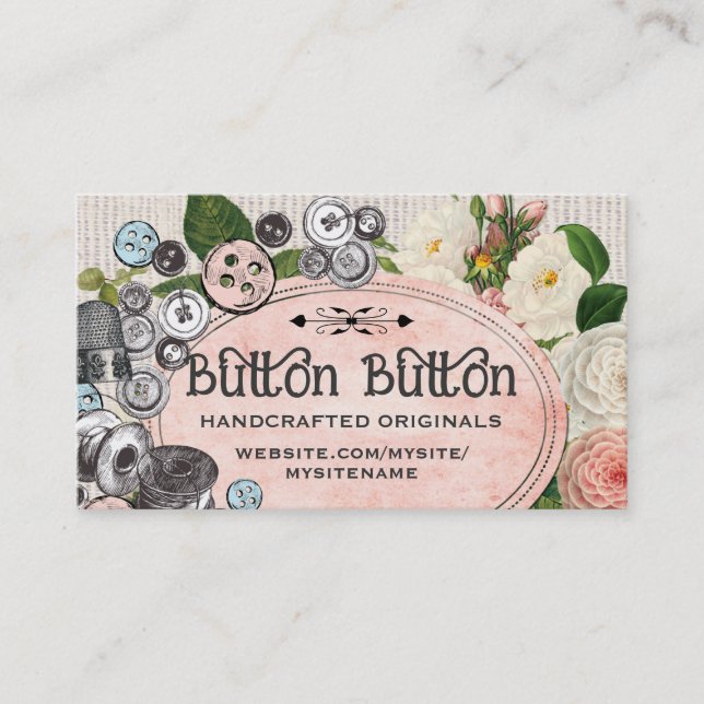 Botones chic de Shabby bobinas coser tarjetas de n (Anverso)
