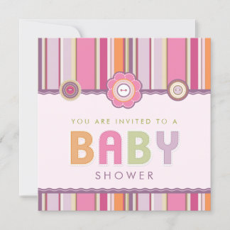 Botones de bandas retro Invitación Baby Shower ros