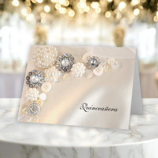 Botones Pearl y Diamond Invitación Quinceañera
