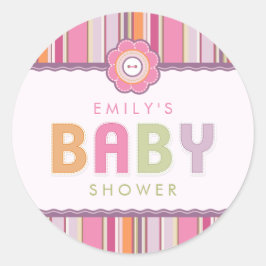 Botones Retro Stripes pegatinas Baby Shower