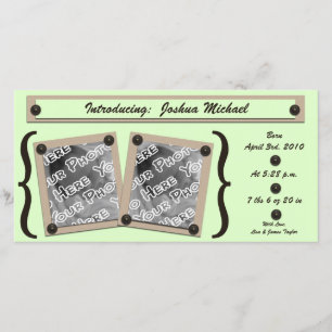 Botones verdes y corchetes anuncio de nacimiento