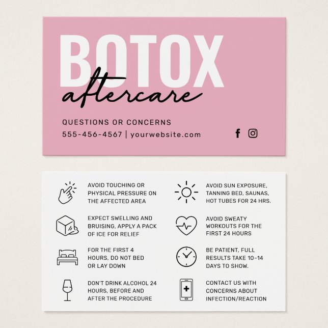 Botox Filler Inyección Después de la Instrucción (Anverso y reverso)