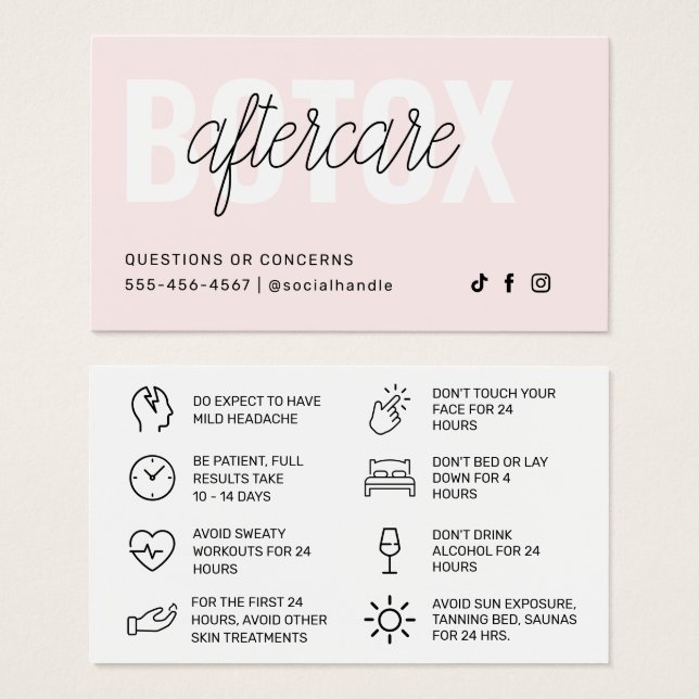 Botox Filler Inyección Después de la Instrucción (Anverso y reverso)