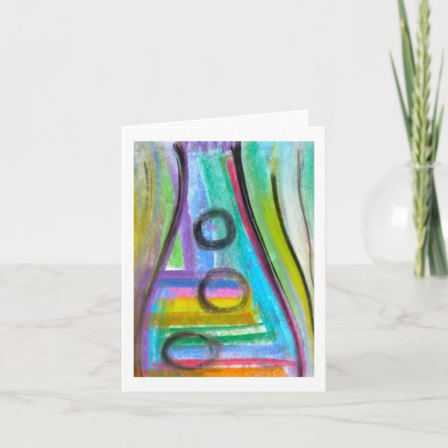 "Bottle Fizz" Tarjeta de nota, Pastel en pintura d (Anverso)