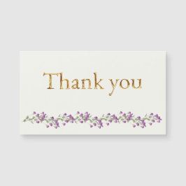 Bough de lavanda con elegante guión dorado Gracias