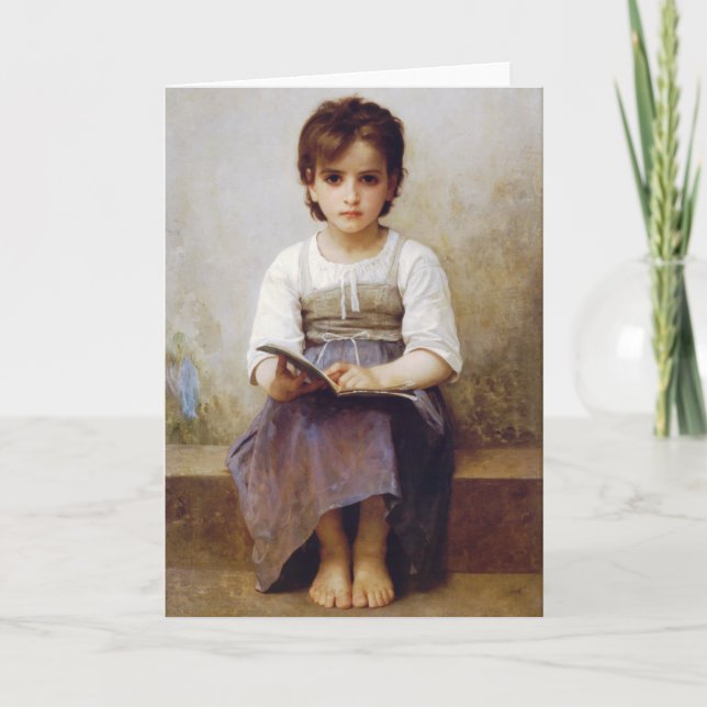 Bouguereau La Tarjeta De Saludo De Lecciones Duras (Anverso)