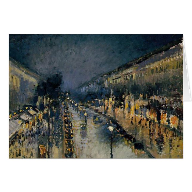 Boulevarde Montmartre de noche ~ Camille Pissarro (Anverso (Horizontal))
