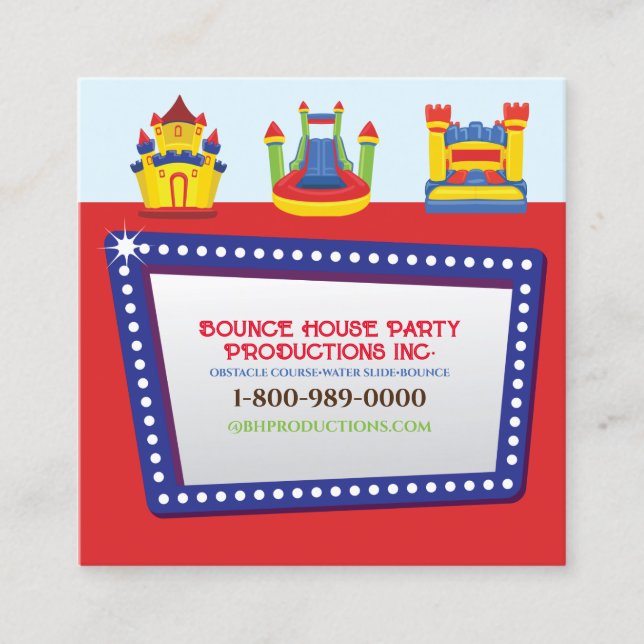 BOUNCE HOUSE BIRTHDAY PARY Tus Tarjetas De Negocio (Anverso)